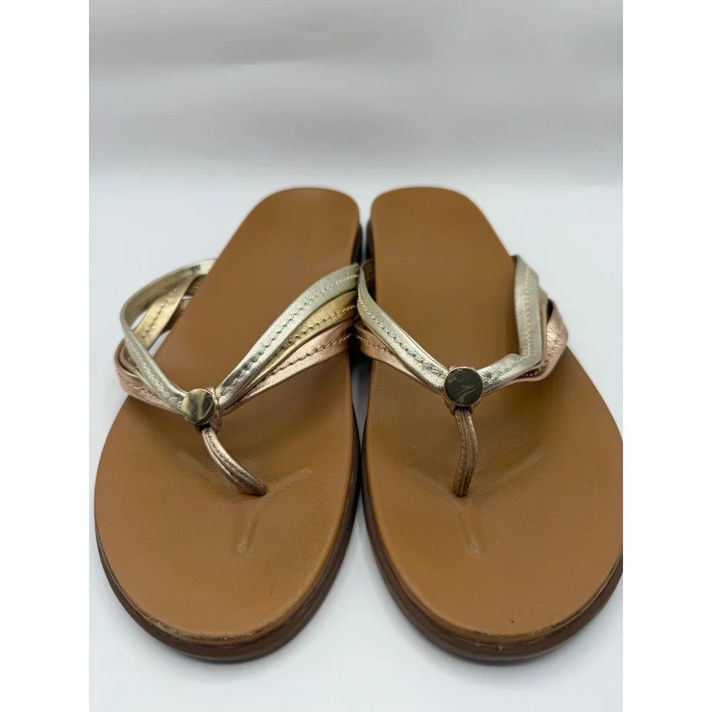 Vionic Palm Catalina Thong Sandals Womens 9M Metallic Gold Rose Gold Flip Flop